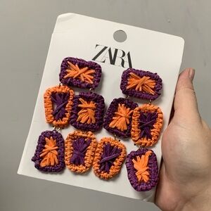 Zara New Vibrant Purple and Orange Earrings ref 4340/204